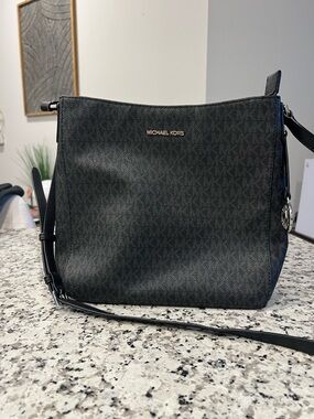 Michael Kors Black Logo-Print Crossbody Shoulder Bag